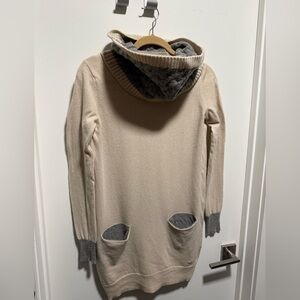 Henry Cotton's Beige Knit Sweater with Detachable Cowl, made in Italy, US S